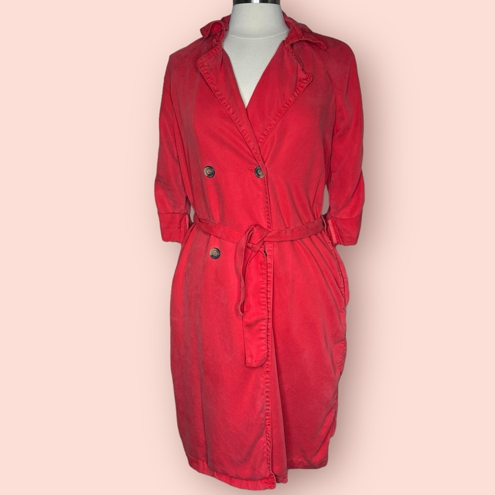 Max Jeans Red Lightweight Trench Duster Jacket Coat Tence
